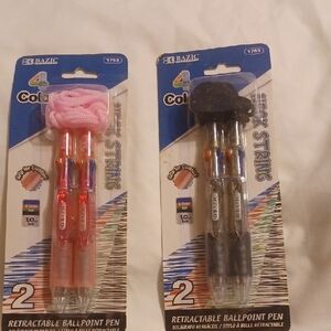 Bazic Retractable Ballpoint Pens - Pink and Black